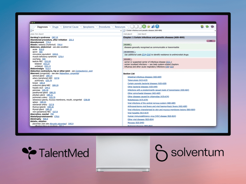 TalentMed Solventum Integrated Codebook 13 My TalentMed learning management system: clinical coding assessment workflow