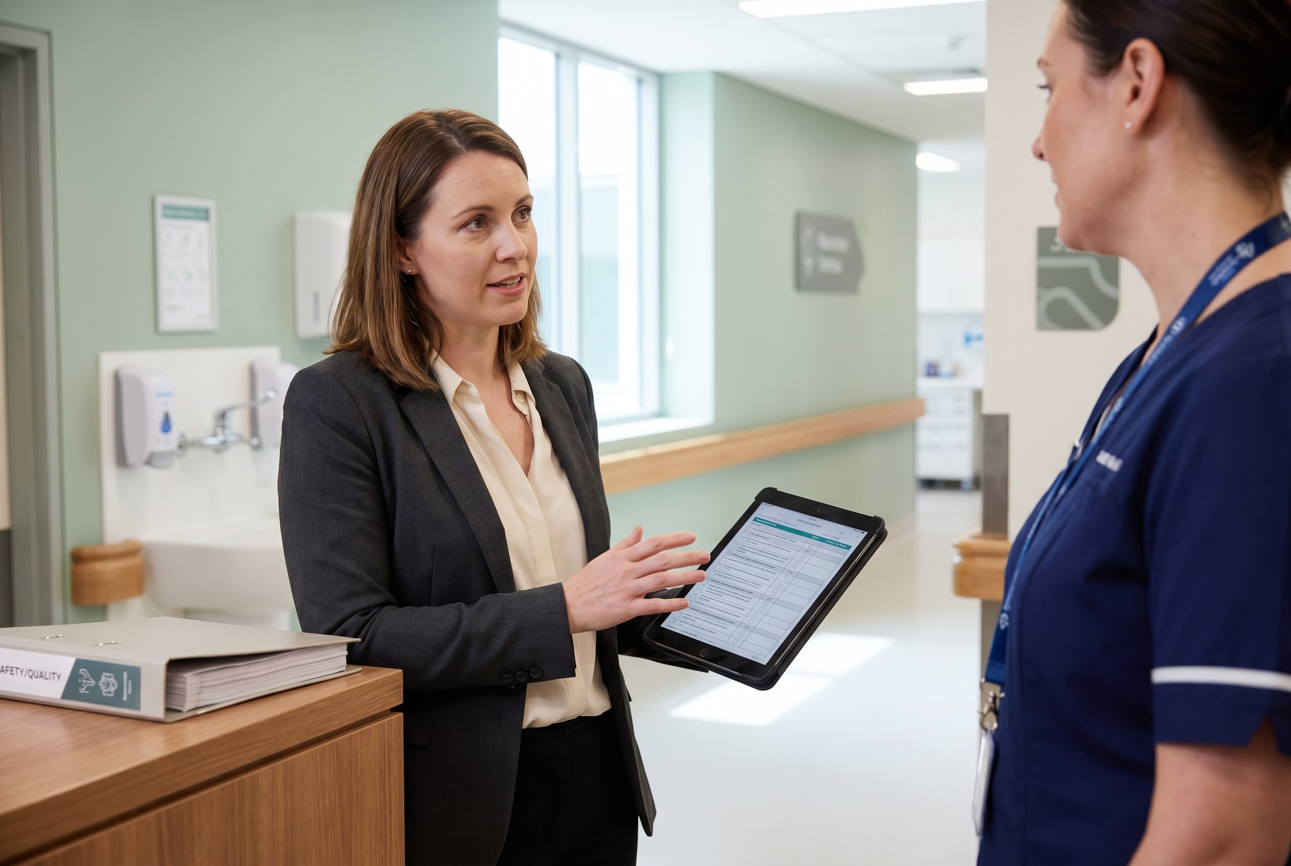 How to become a healthcare quality auditor in Australia Healthcare quality auditor reviewing clinical documentation in an Australian hospital corridor
