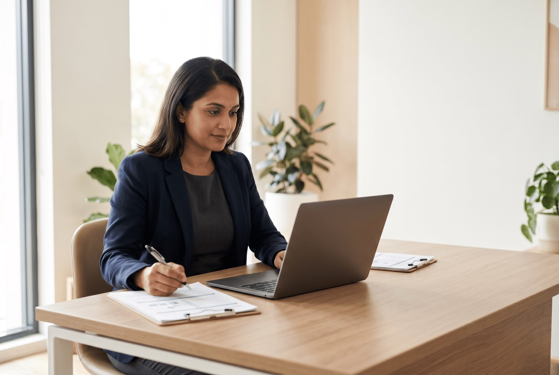 Healthcare quality professional conducting a clinical audit review in an Australian hospital