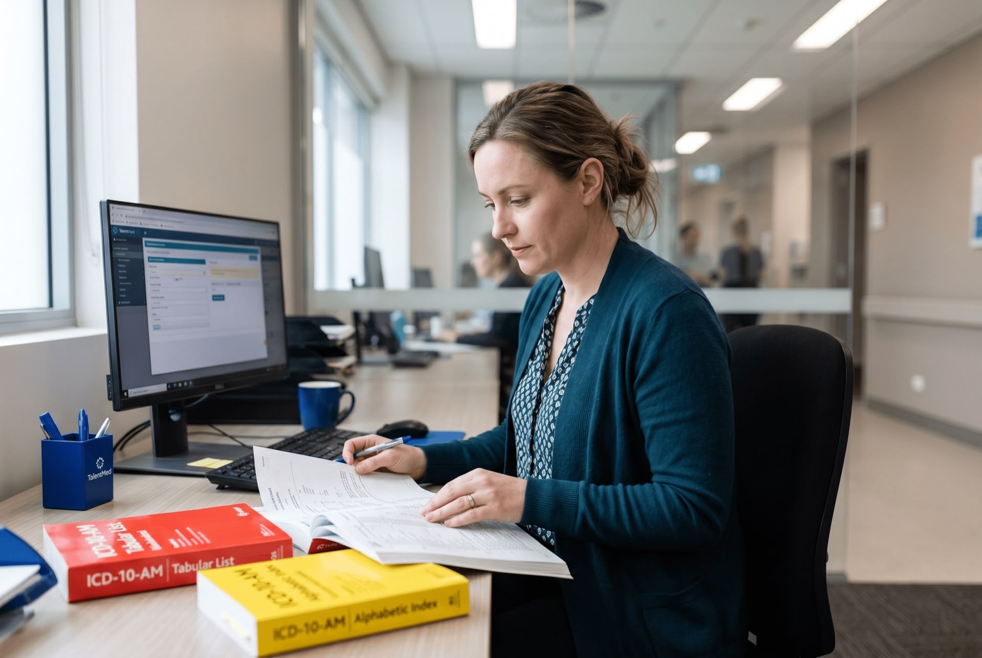 Coding injuries and trauma ICD-10-AM — Australian clinical coder Clinical coder at an Australian hospital reviewing injury coding in ICD-10-AM codebook